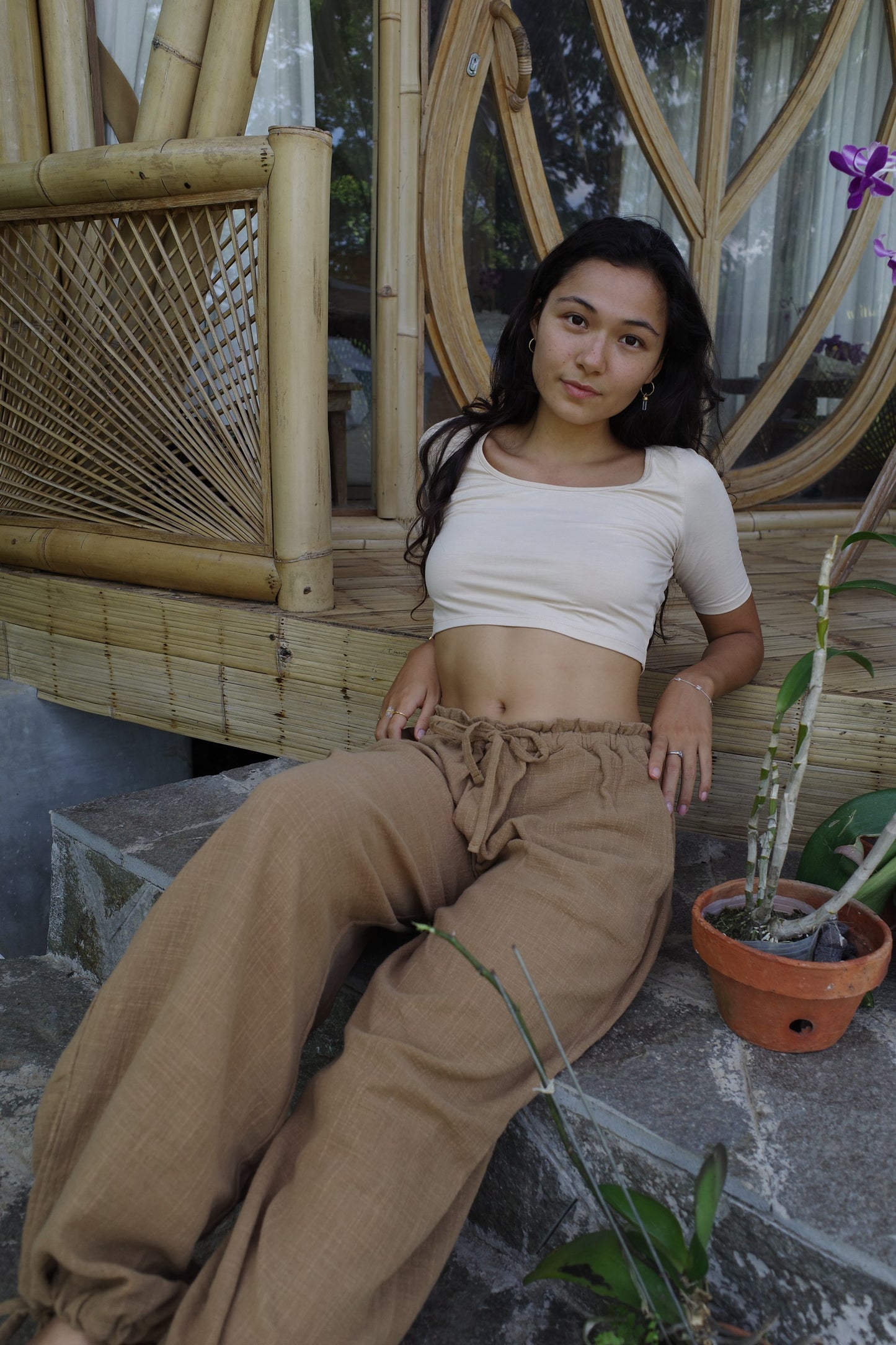 Organic cotton pants （MILK CHOCOLATE）