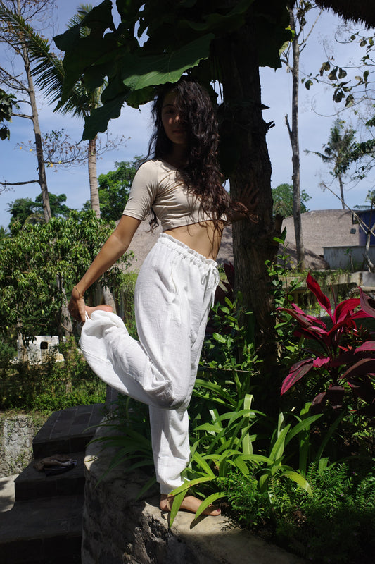 Organic cotton pants （WHITE）