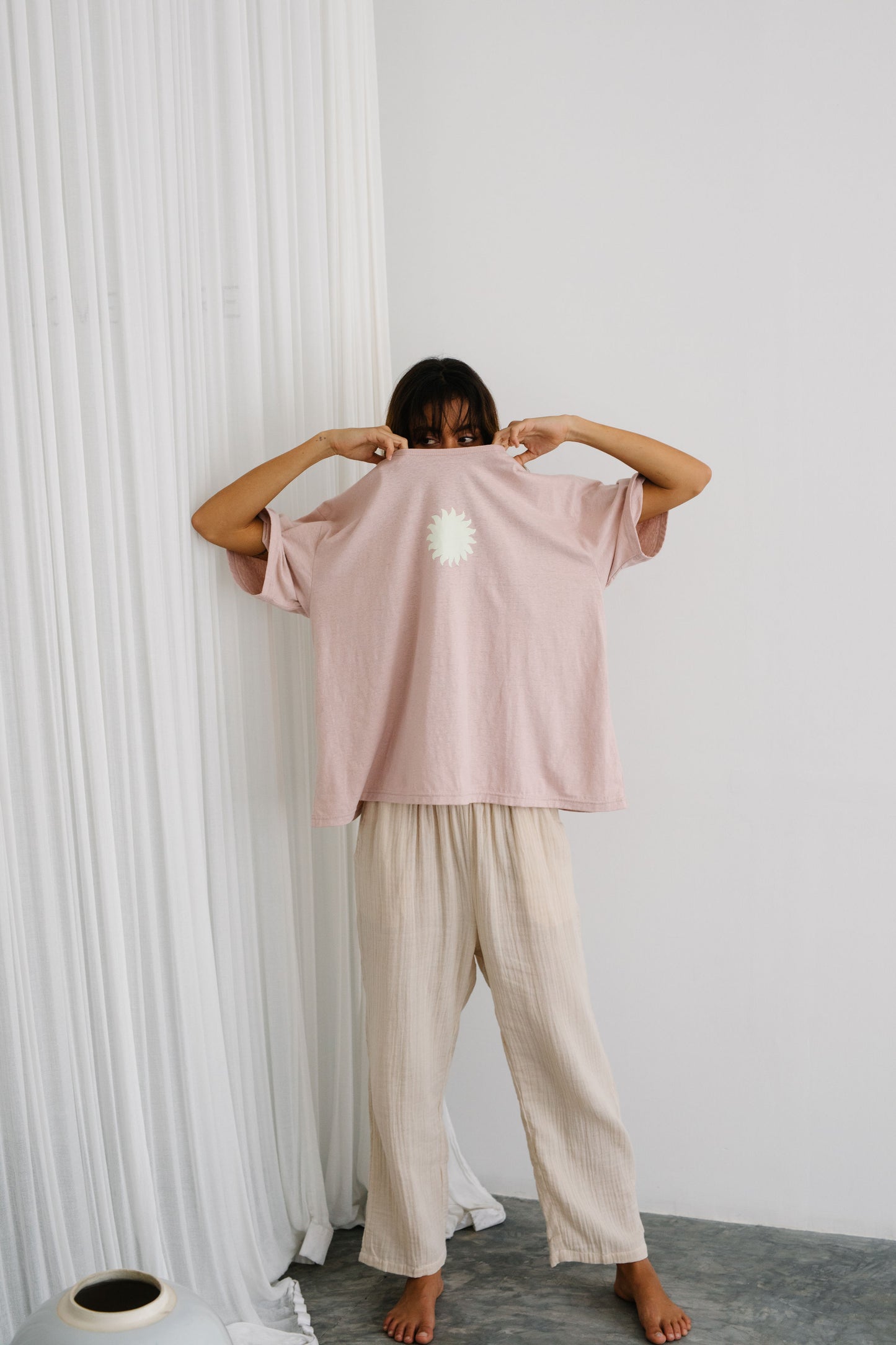 【TBR】 SUNNY HEMP TEE  DUSTY PINK